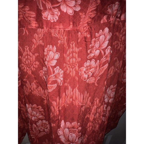 Akemi + Kin Anthropologie Coconino Lotus Floral Button Front Coral Blouse M - Picture 6 of 8